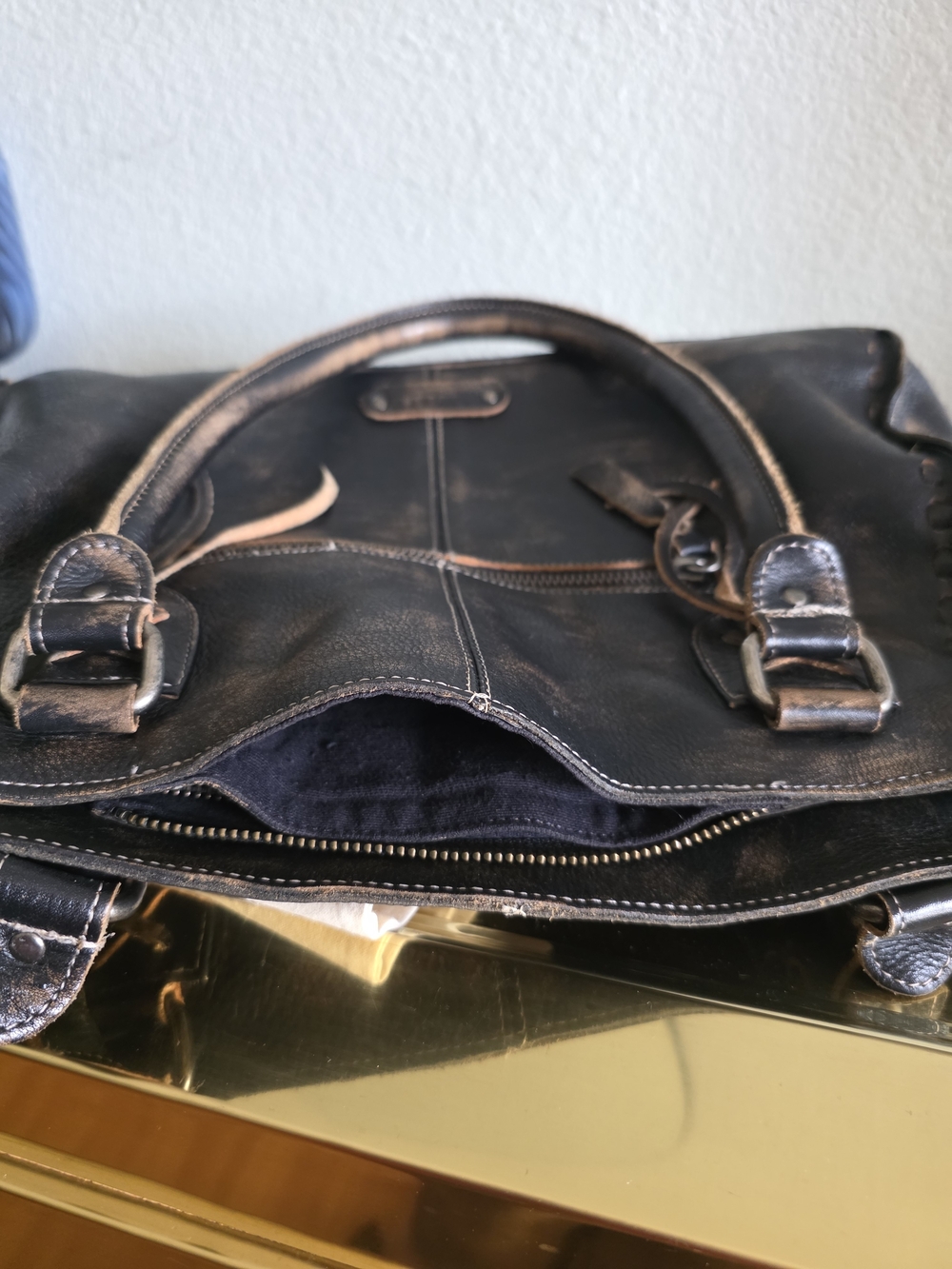 BED|STU Distressed Black Rockababy Shoulder Bag with Tassel Accents - Picture 7 of 9